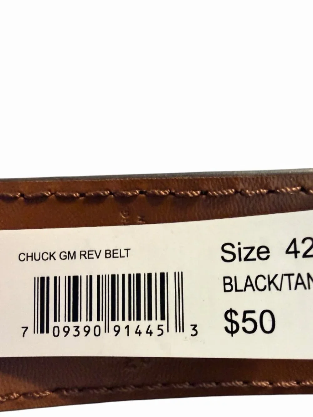 MENS TRUE RELIGION HORSESHOE BUCKLE REVERSIBLE BLACK TAN BROWN BELT 42”/ 1.5”W